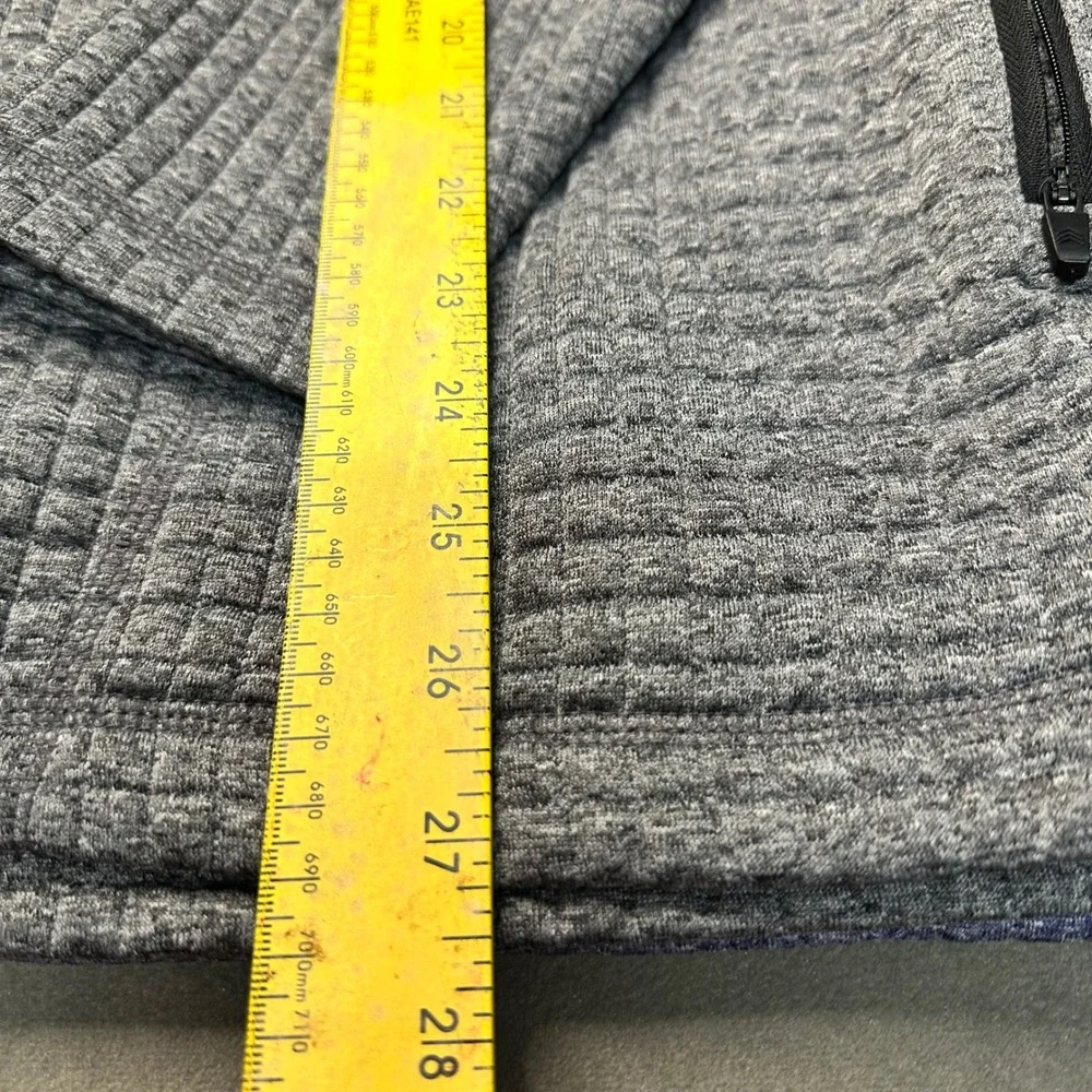 Solaris Quarter Zip Pullover Men L Gray Blue Quilted Grid Fleece 2 Pack Excellen